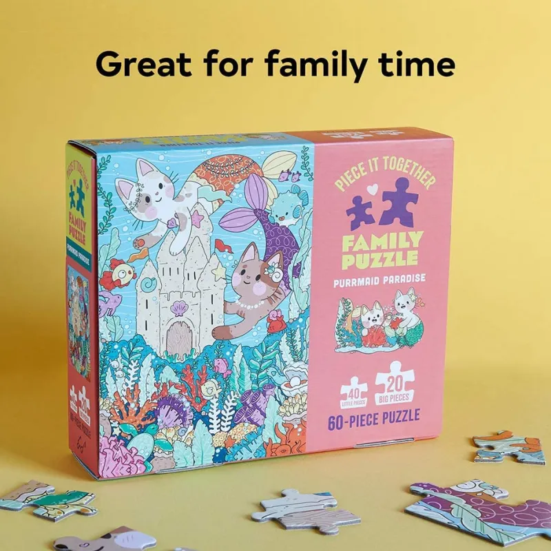 Galison - Piece It Together Family Puzzle: Purrmaid Paradise - 60 Piece Jigsaw Puzzle Hot