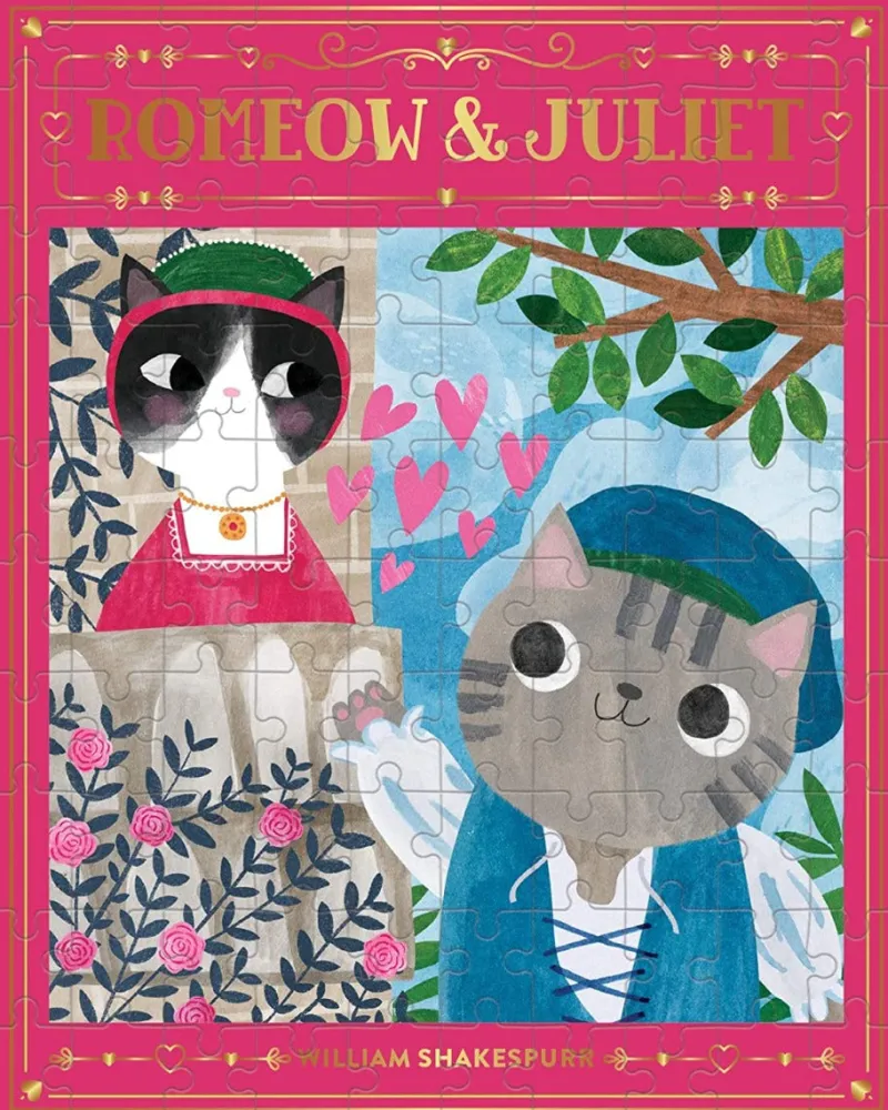 Galison - Romeow & Juliet Bookish Cats - 100 Piece Jigsaw Puzzle Clearance