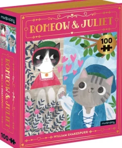 Galison - Romeow & Juliet Bookish Cats - 100 Piece Jigsaw Puzzle Clearance