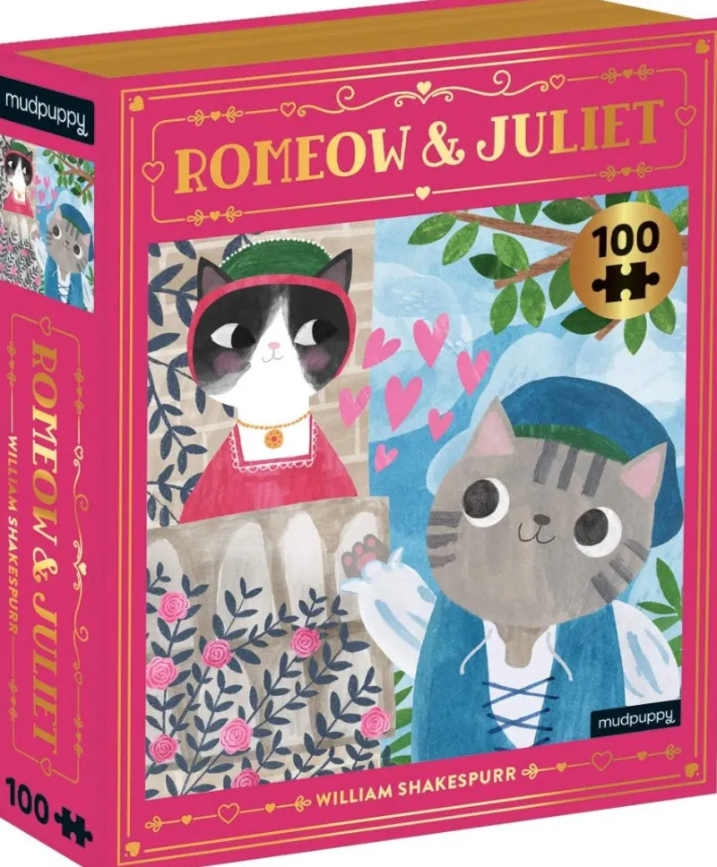Galison - Romeow & Juliet Bookish Cats - 100 Piece Jigsaw Puzzle Clearance