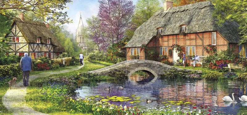 Gibsons - Cottage by the Brook - 636 Piece Jigsaw Puzzle Fashion