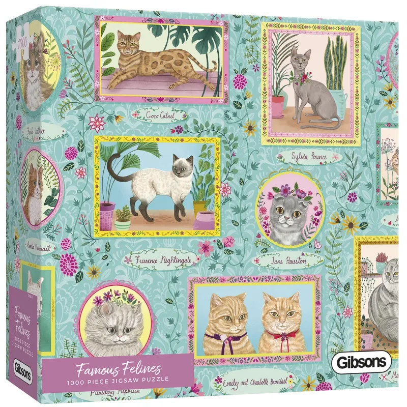 Gibsons - Famous Felines - 1000 Piece Jigsaw Puzzle New