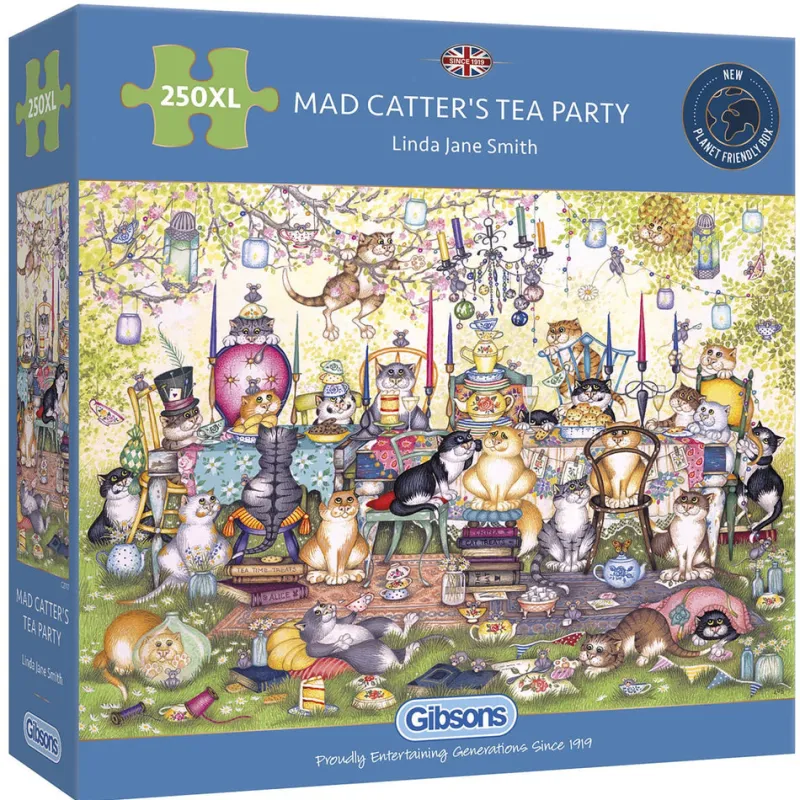 Gibsons - Mad Catter's Tea Party - 250 Piece Jigsaw Puzzle New