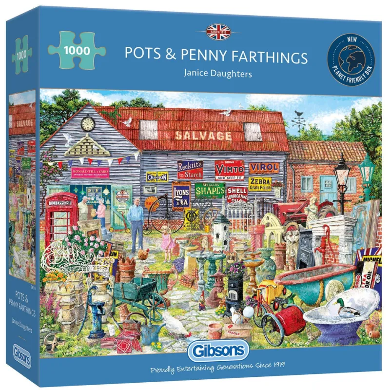 Gibsons - Pots & Penny Farthings - 1000 Piece Jigsaw Puzzle Online