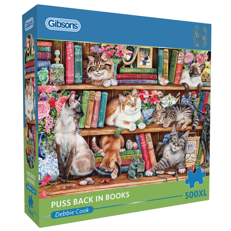 Gibsons - Puss Back in Books - 500 XL Piece Jigsaw Puzzle Hot
