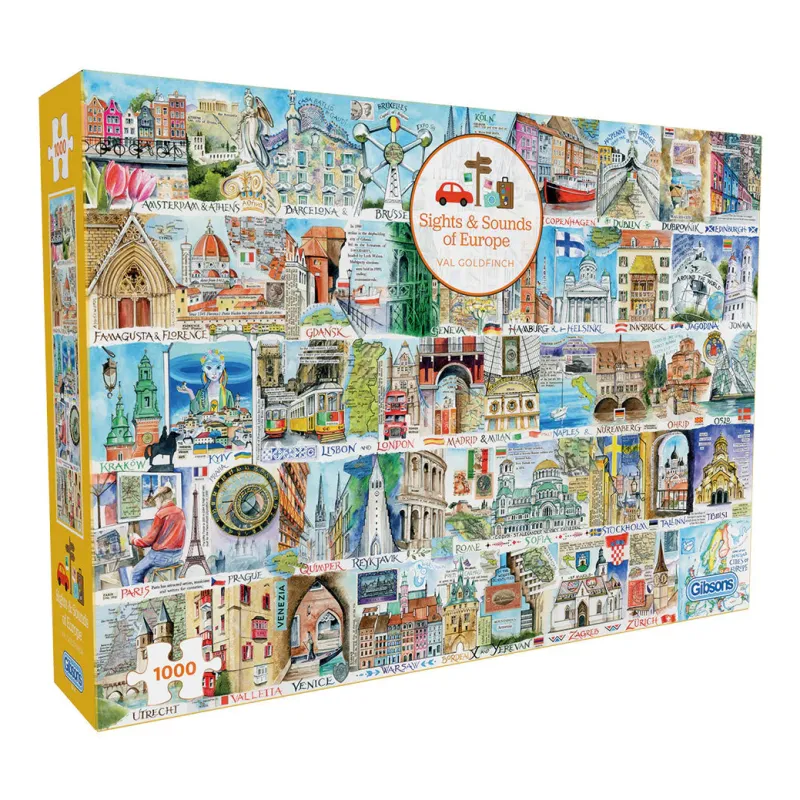 Gibsons - Sights & Sounds of Europe - 1000 Piece Jigsaw Puzzle Online