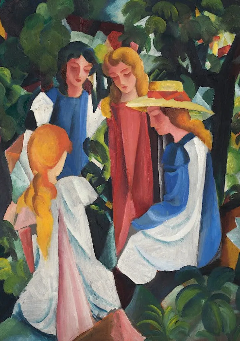 Grafika - August Macke : Quatre Filles, 1912-1913 - 1000 piece jigsaw puzzle Online