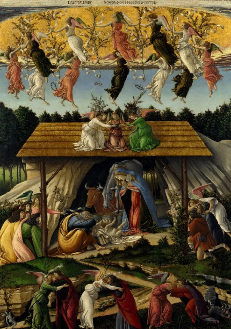 Grafika - Botticelli Sandro : La Nativité Mystique, 1500-1501 - 1000 piece jigsaw puzzle Online