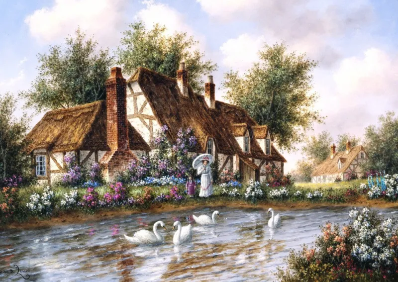 Grafika - Dennis Lewan - Admiring The Swans - 1000 Piece Jigsaw Puzzle Best
