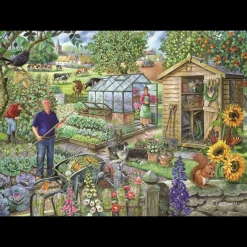 House of Puzzles HOP - At The Allotment - BIG 500 Piece Jigsaw Puzzle Discount