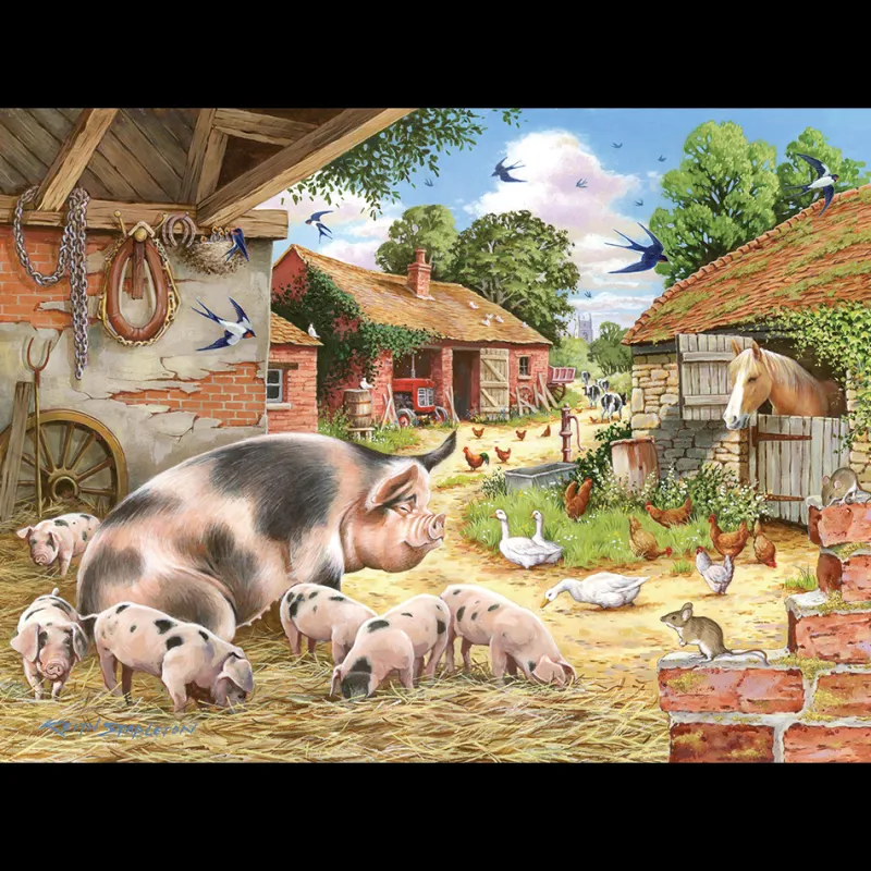 House of Puzzles HOP - Poppy's Piglets - BIG 500 Piece Jigsaw Puzzle Fashion