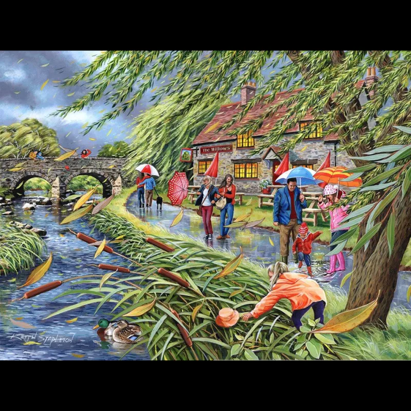 House of Puzzles HOP - Wind at the Willows - 1000 Piece Jigsaw Puzzle Clearance