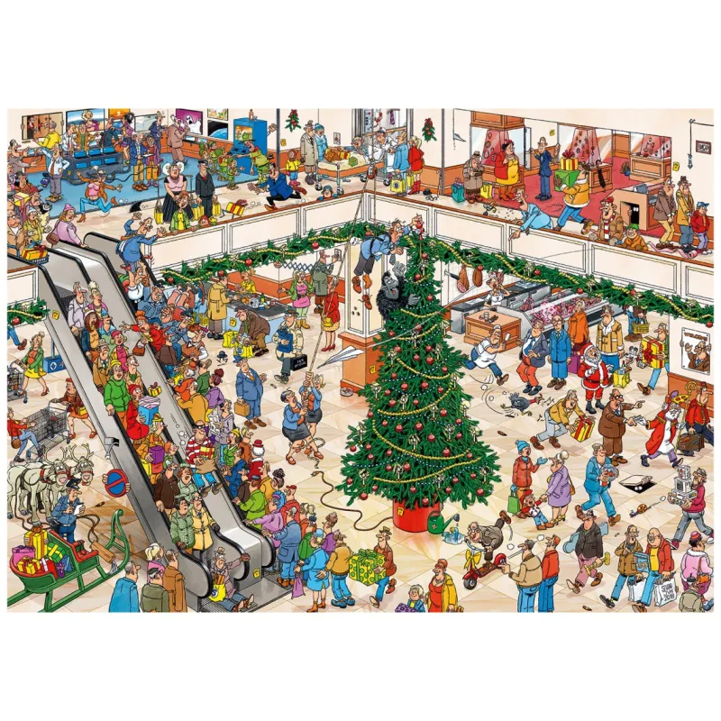 Falcon de luxe Jan Van Haasteren - Holiday Shopping - 2 x 1000 Piece Jigsaw Puzzle Discount