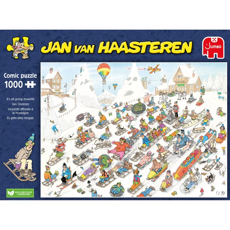 Falcon de luxe Jan Van Haasteren - It's All Going Downhill! - 1000 Piece Jigsaw Puzzle Hot