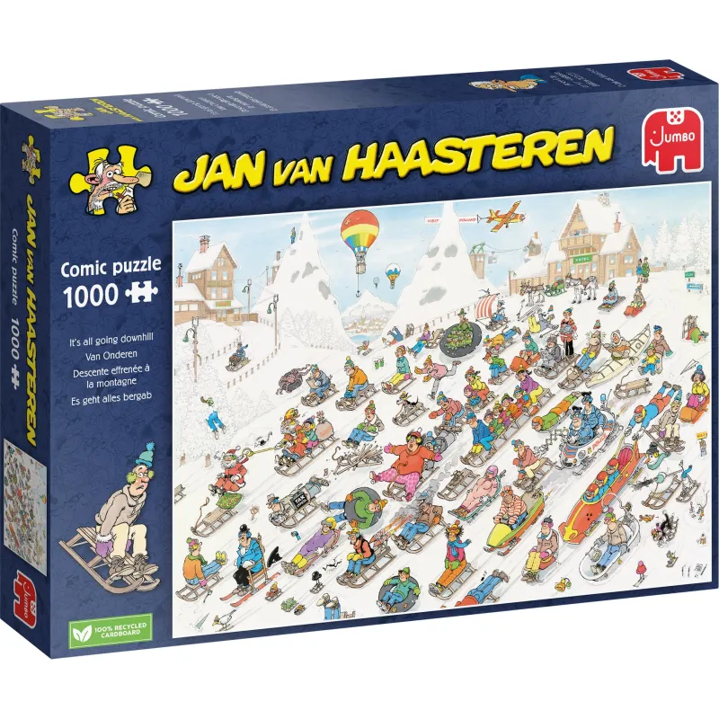 Falcon de luxe Jan Van Haasteren - It's All Going Downhill! - 1000 Piece Jigsaw Puzzle Hot