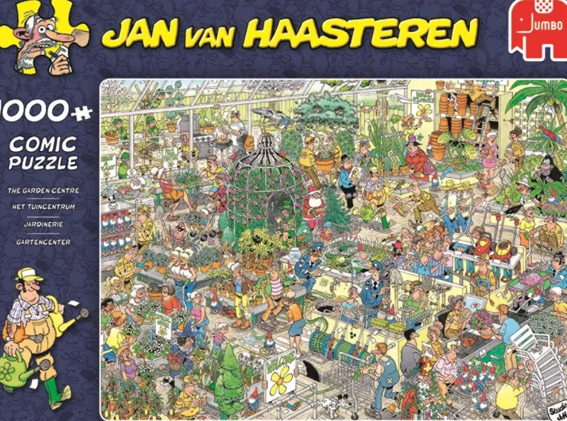 Falcon de luxe Jan Van Haasteren - The Garden Centre - 1000 Piece Jigsaw Puzzle Online