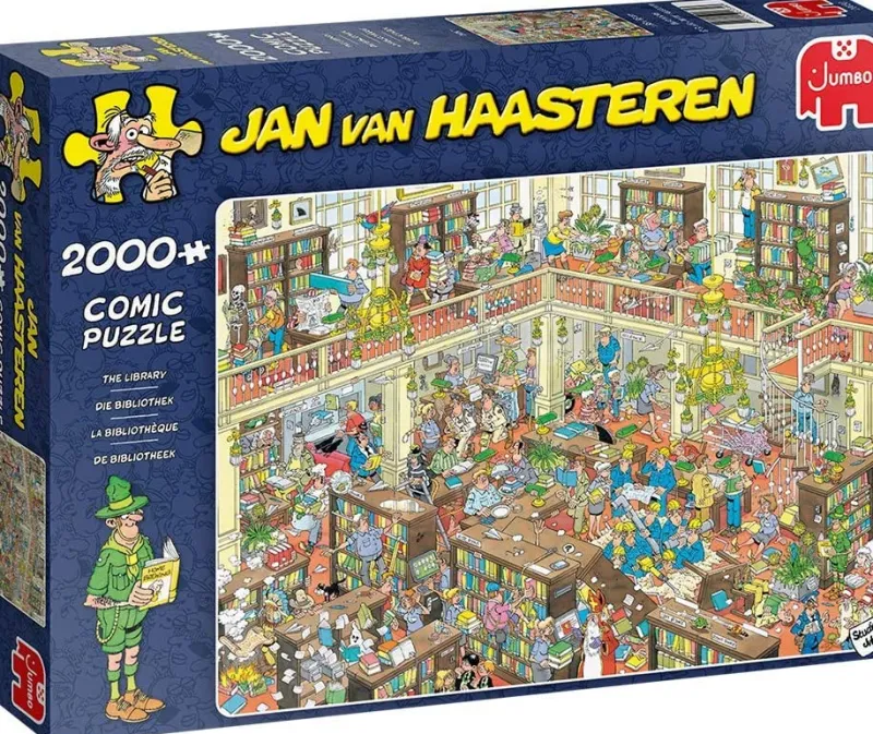 Falcon de luxe Jan Van Haasteren - The Library - 2000 Piece Jigsaw Puzzle Discount