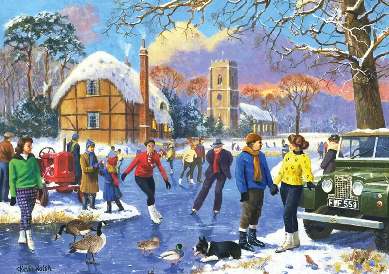 Kidicraft - Kevin Walsh - Skating By The Church - 1000 Piece Jigsaw Puzzle Hot