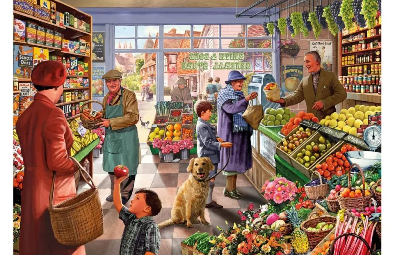 Kidicraft - Steve Crisp - Ye Olde Greengrocer Shoppe - 1000 Piece Jigsaw Puzzle New