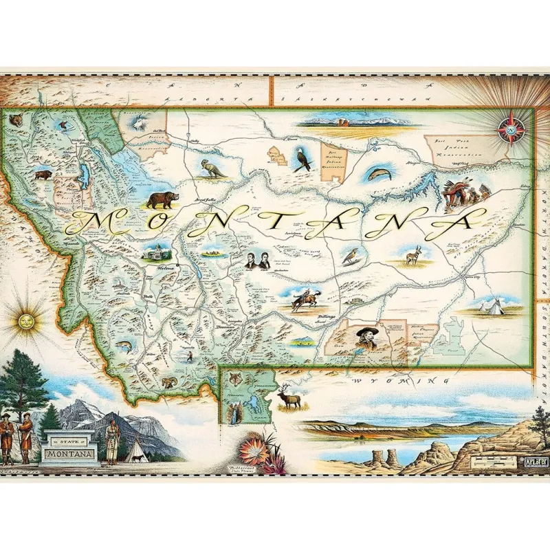 Master Pieces - Xplorer Maps - Montana - 1000 Piece Jigsaw Puzzle New