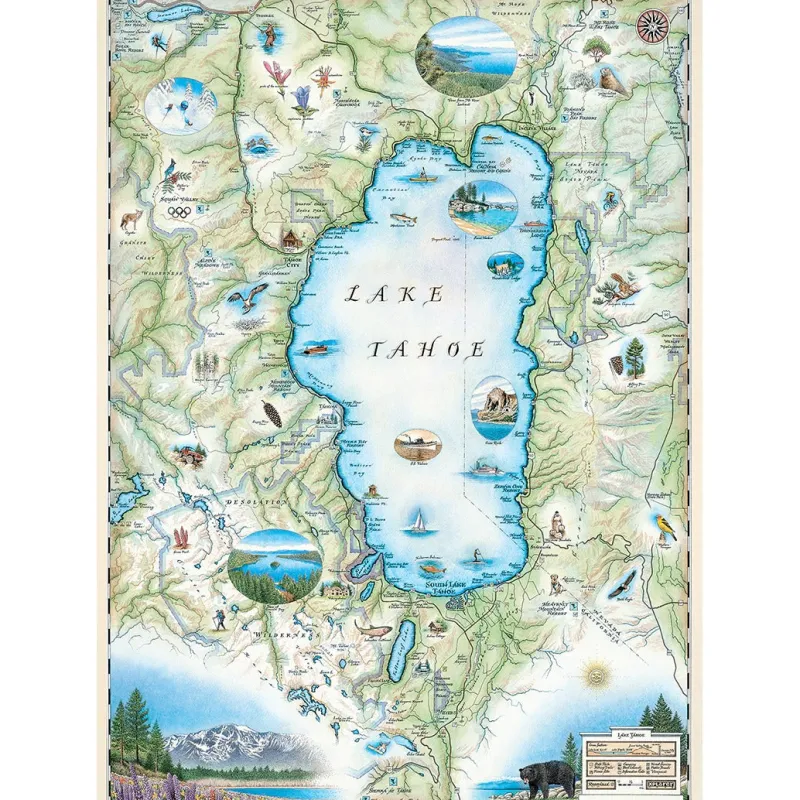 Master Pieces - Xplorer Maps - Lake Tahoe - 1000 Piece Jigsaw Puzzle New