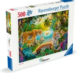 Ravensburger ** Pre-Order ** - Tiger family in Oasis - 500 Piece Outlet