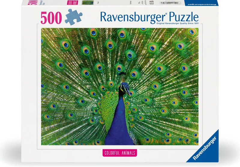 Ravensburger - Colourful Animals - Peacock - 500 Piece Jigsaw Puzzle Clearance