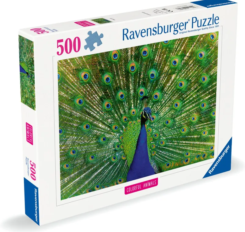 Ravensburger - Colourful Animals - Peacock - 500 Piece Jigsaw Puzzle Clearance