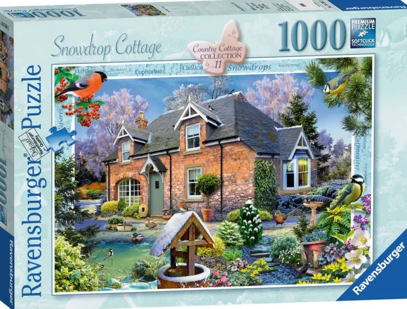 Ravensburger - Country Cottage Collection - Snowdrop Cottage - 1000 Piece Jigsaw Puzzle Outlet