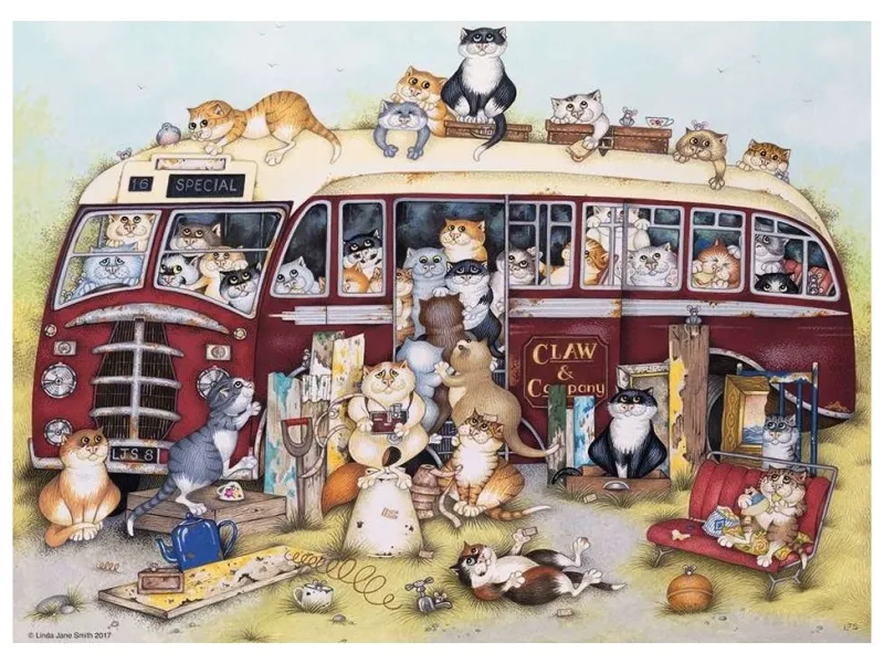 Ravensburger - Crazy Cats - Vintage Bus - 500 Piece Jigsaw Puzzle Fashion