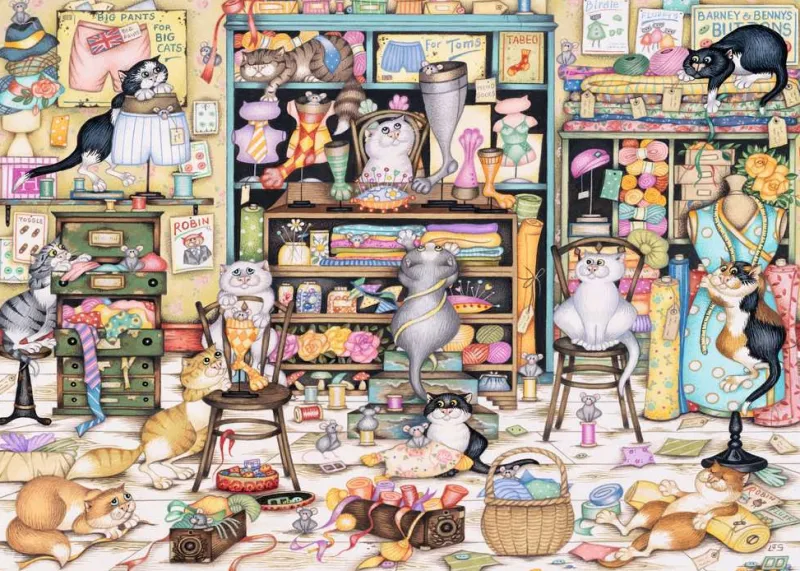 Ravensburger - Crazy Cats - Mrs Hardwick's Haberdashery - 1000 Piece Jigsaw Puzzle New