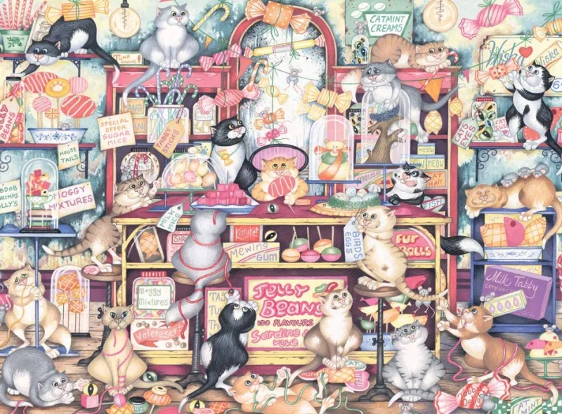 Ravensburger - Crazy Cats Mr Catkin's Confectionery - 500 Piece Jigsaw Puzzle Clearance