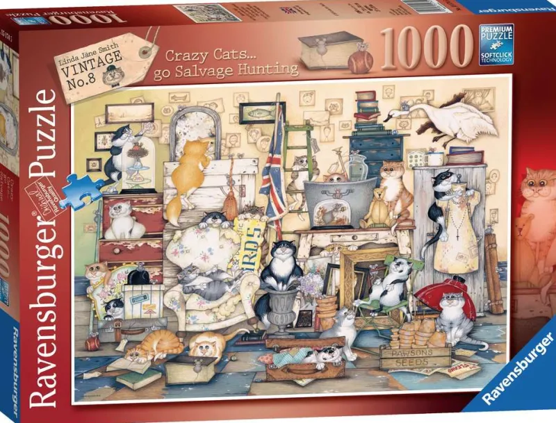 Ravensburger - Crazy Cats Vintage No.8 Go Salvage Hunting - 1000 Piece Jigsaw Puzzle Sale