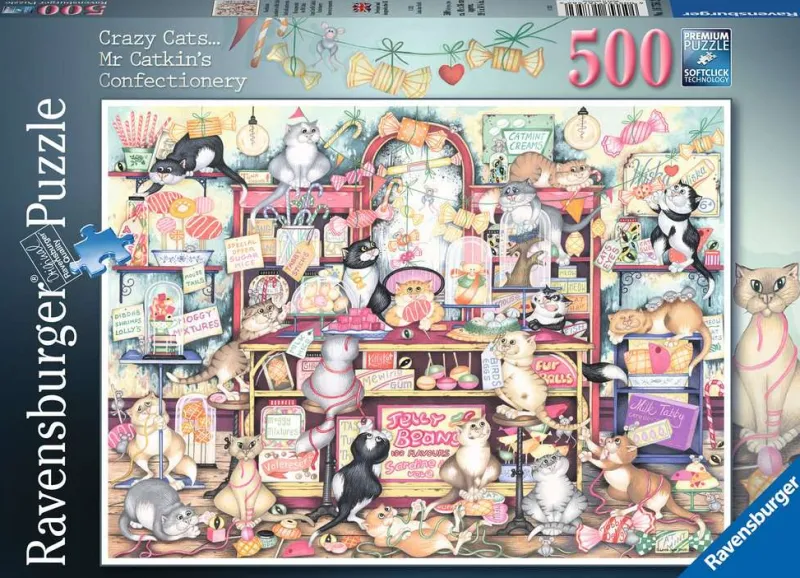 Ravensburger - Crazy Cats Mr Catkin's Confectionery - 500 Piece Jigsaw Puzzle Clearance