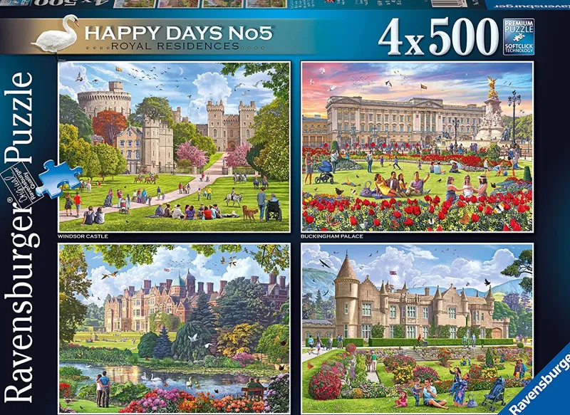 Ravensburger - Happy Days No 4, Royal Residences - 4 x 500 Piece Jigsaw Puzzles Best