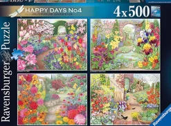 Ravensburger - Happy Days No 5, Glorious Gardens - 4 x 500 Piece Jigsaw Puzzles Outlet