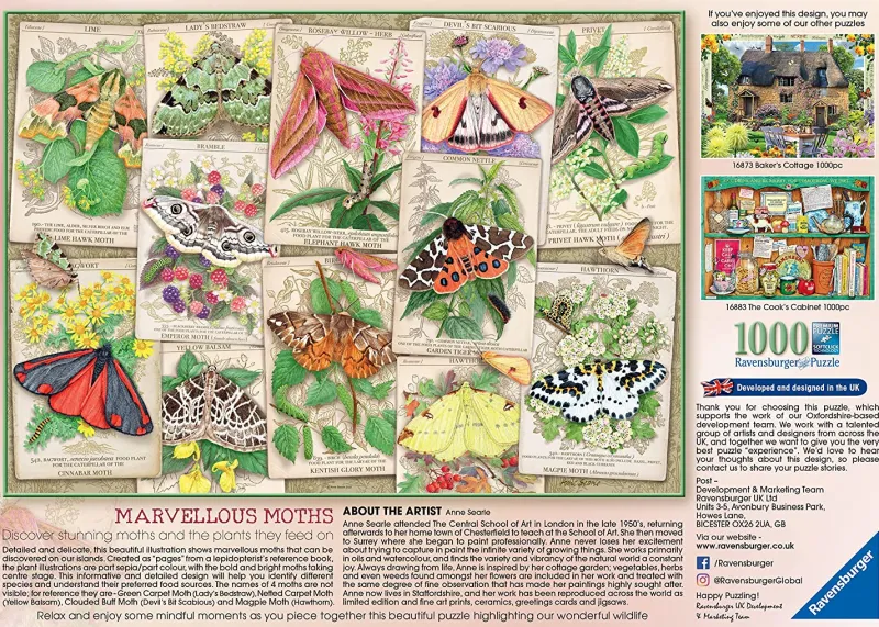 Ravensburger - Marvellous Moths - 1000 Piece Jigsaw Puzzle Clearance