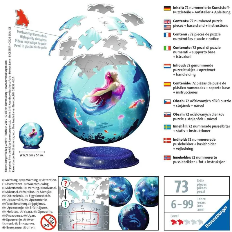 Ravensburger - Mermaid 3D Puzzle - 72 Piece 3d Jigsaw Puzzle Outlet