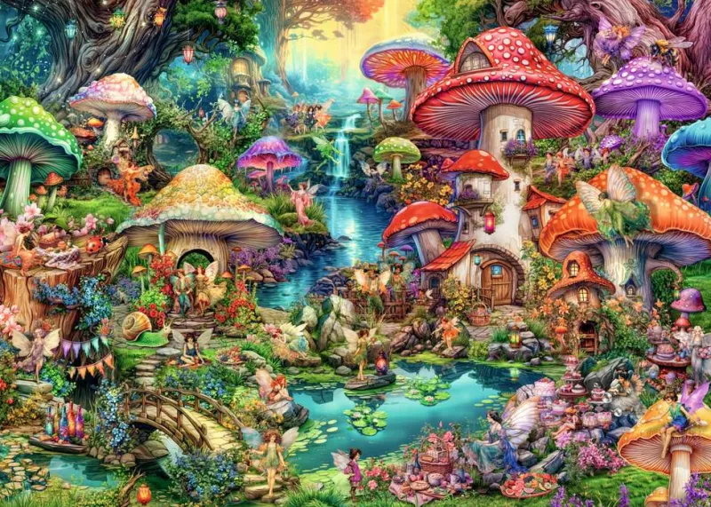 Ravensburger - Merry Mushroom Village - 1000 Piece Jigsaw Puzzle New