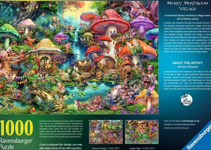 Ravensburger - Merry Mushroom Village - 1000 Piece Jigsaw Puzzle New