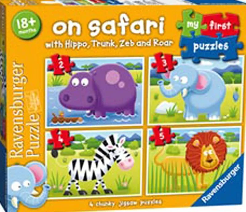 Ravensburger - On Safari My First Puzzles - 2, 3, 4 and 5 Piece Jigsaw Puzzles Hot