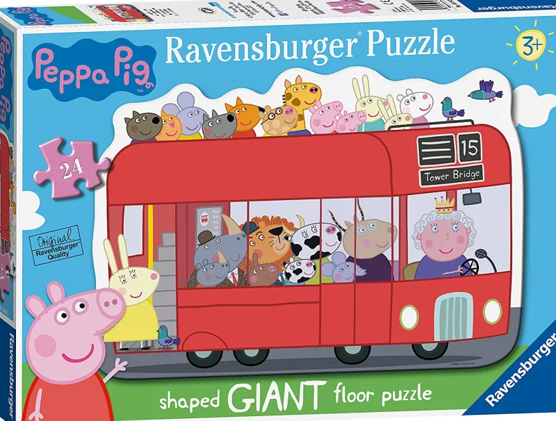 Ravensburger - Peppa Pig London Bus Shaped Giant Floor Puzzle - 24 Piece Jigsaw Puzzle Sale