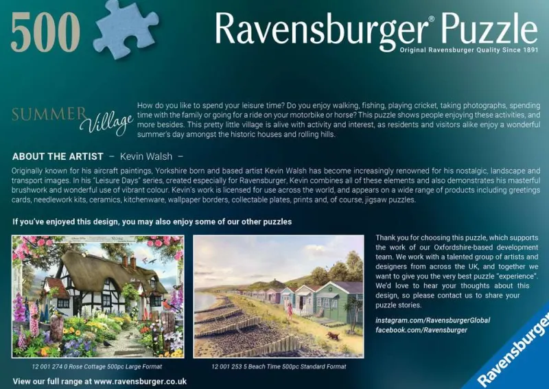 Ravensburger - Summer Village - 500 Piece Large Format Jigsaw Puzzle Sale