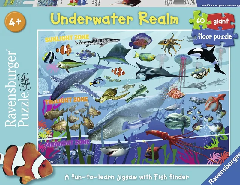 Ravensburger - Underwater Realm Giant Floor Puzzle - 60 Piece Jigsaw Puzzle Clearance