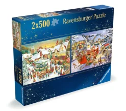Ravensburger Christmas Collection No.1 - Market & Santa's Christmas Supper - 2x 500 Piece Jigsaw Puzzles Online