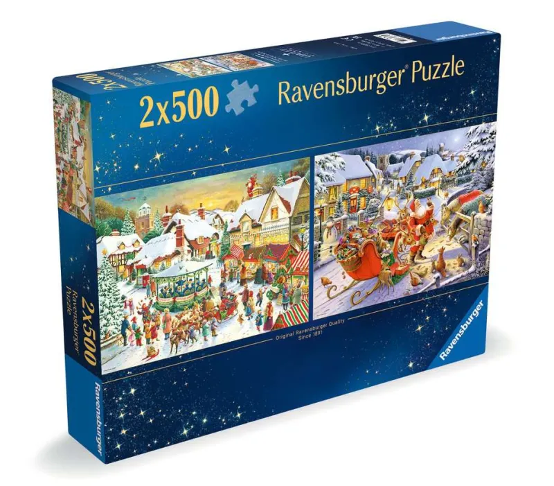 Ravensburger Christmas Collection No.1 - Market & Santa's Christmas Supper - 2x 500 Piece Jigsaw Puzzles Online