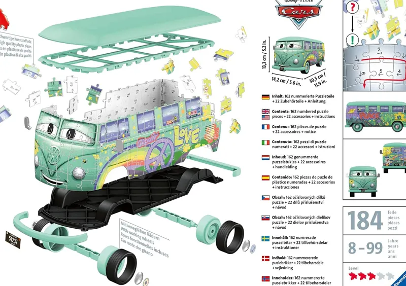 Ravensburger Disney Pixar Cars Filmore - VW T1 Camper Van, 162 Piece 3D Jigsaw Puzzle Outlet