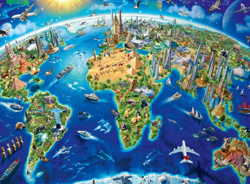 Ravensburger World Landmarks Map XXL - 200 Jigsaw Puzzle Best