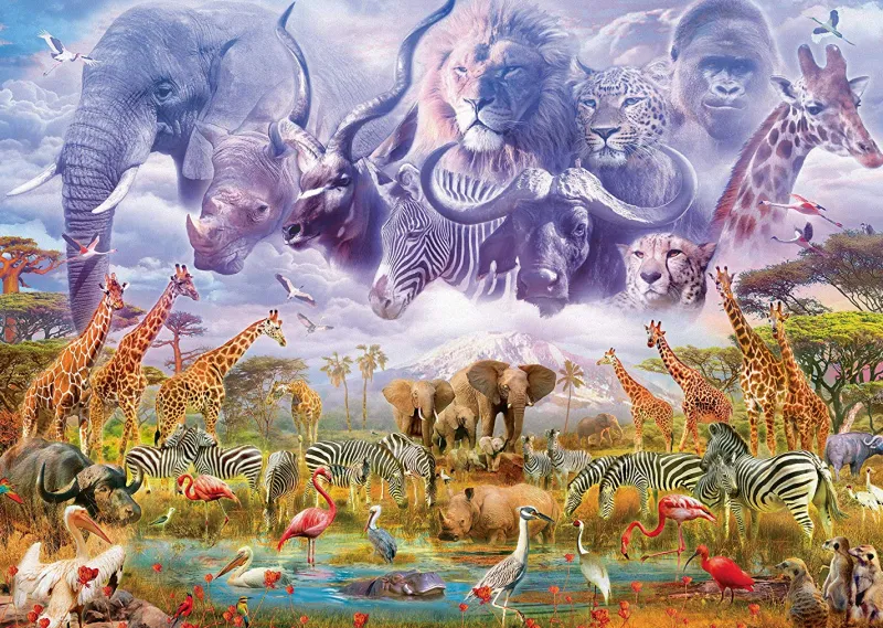 Schmidt - Animals at the Waterhole - 1000 Piece Jigsaw Puzzle Outlet