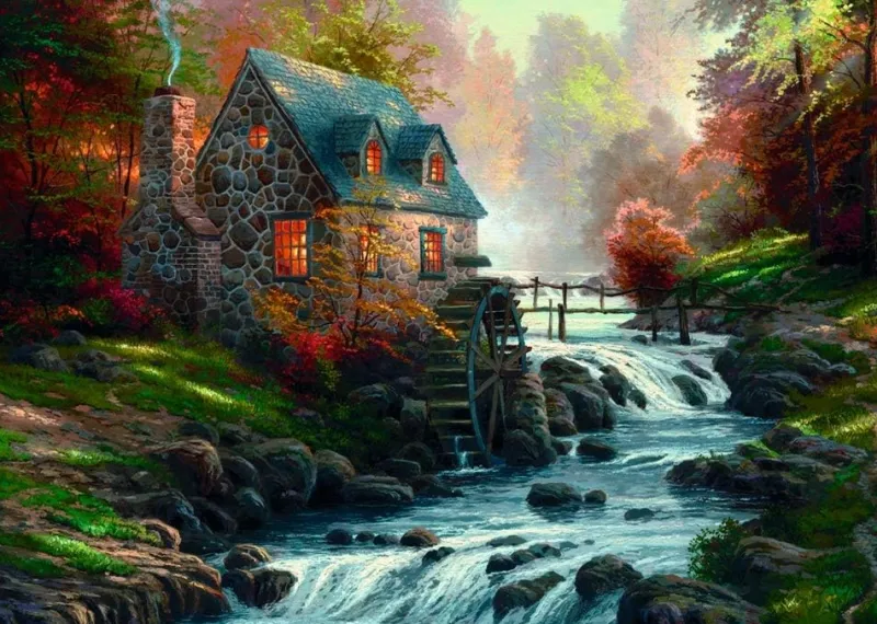 Schmidt - Thomas Kinkade: Cobblestone Mill - 1000 Piece Jigsaw Puzzle Best